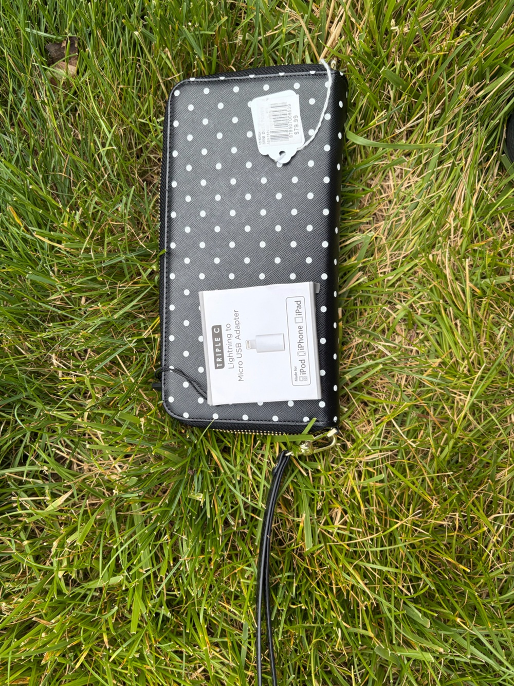 Polka Dot Wristlet Wallet - Black
